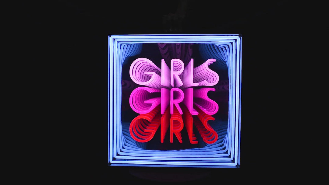 "Girls Girls Girls" 3D Infinity LED Neonskylt