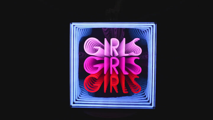 "Girls Girls Girls" 3D Infinity LED Neonskylt