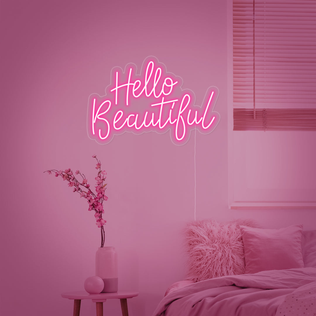 "Hello Beautiful" Neonskylt